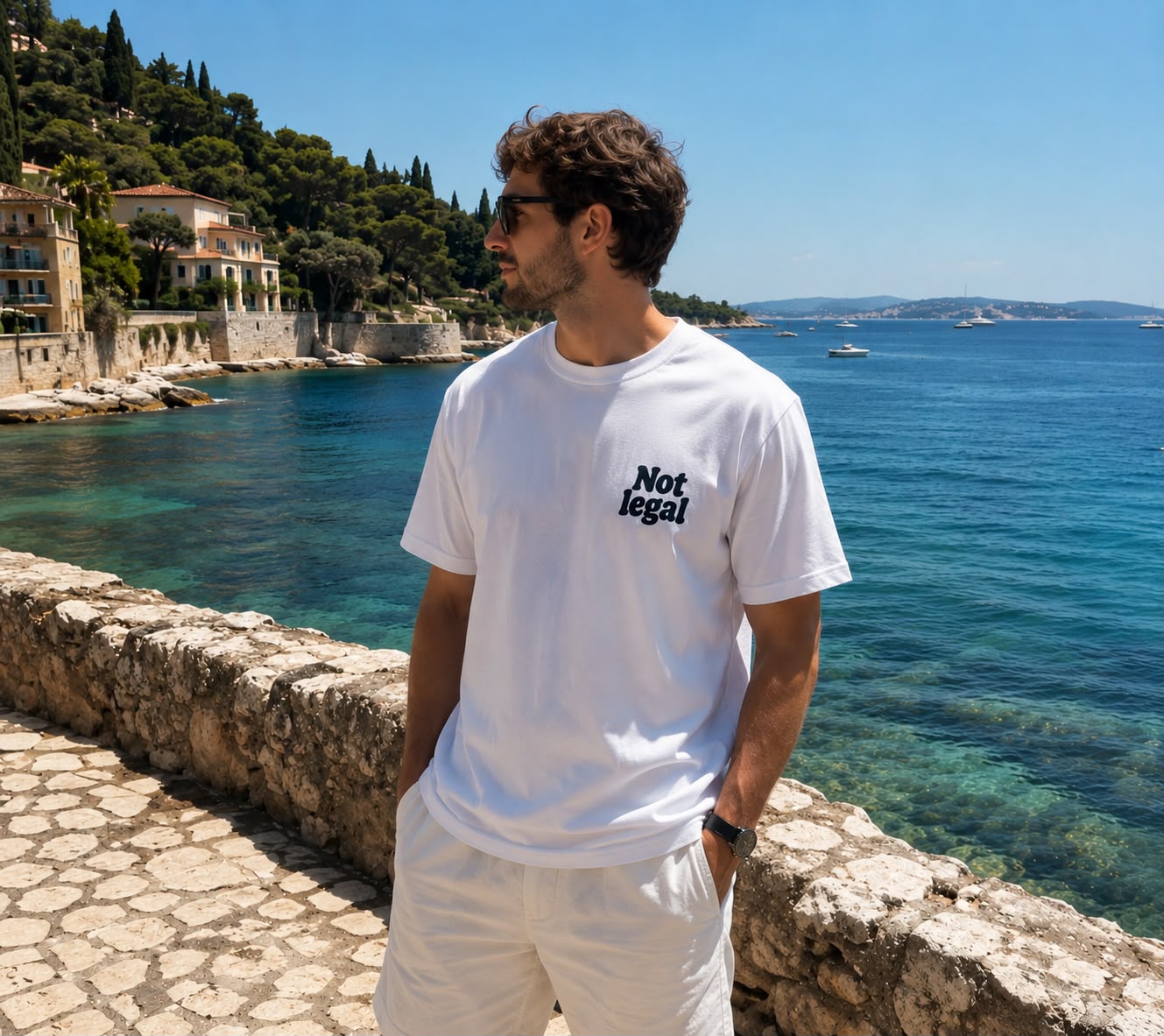 T-shirt Not Legal de face avec logo poitrine, Côte d'Azur