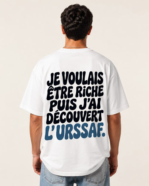 T-shirt Not Legal porté de dos - Je voulais être riche puis j'ai découvert l'URSSAF